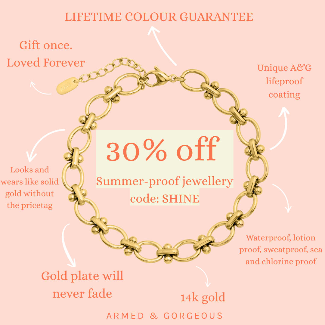 Armed and Gorgeous Facebook ad: 30% Off Waterproof Jewellery