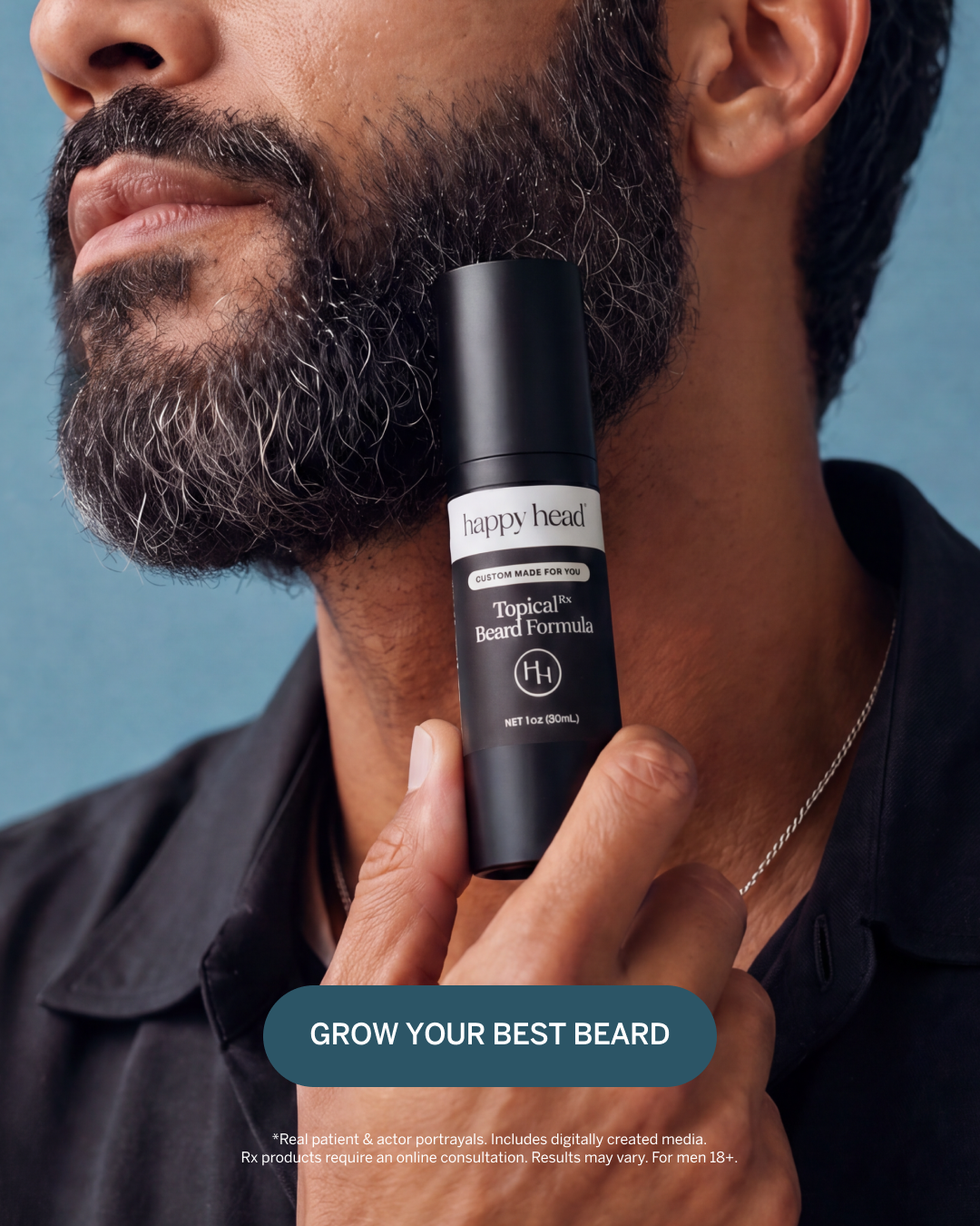 Happy Head Facebook ad: Beard patches, Handled