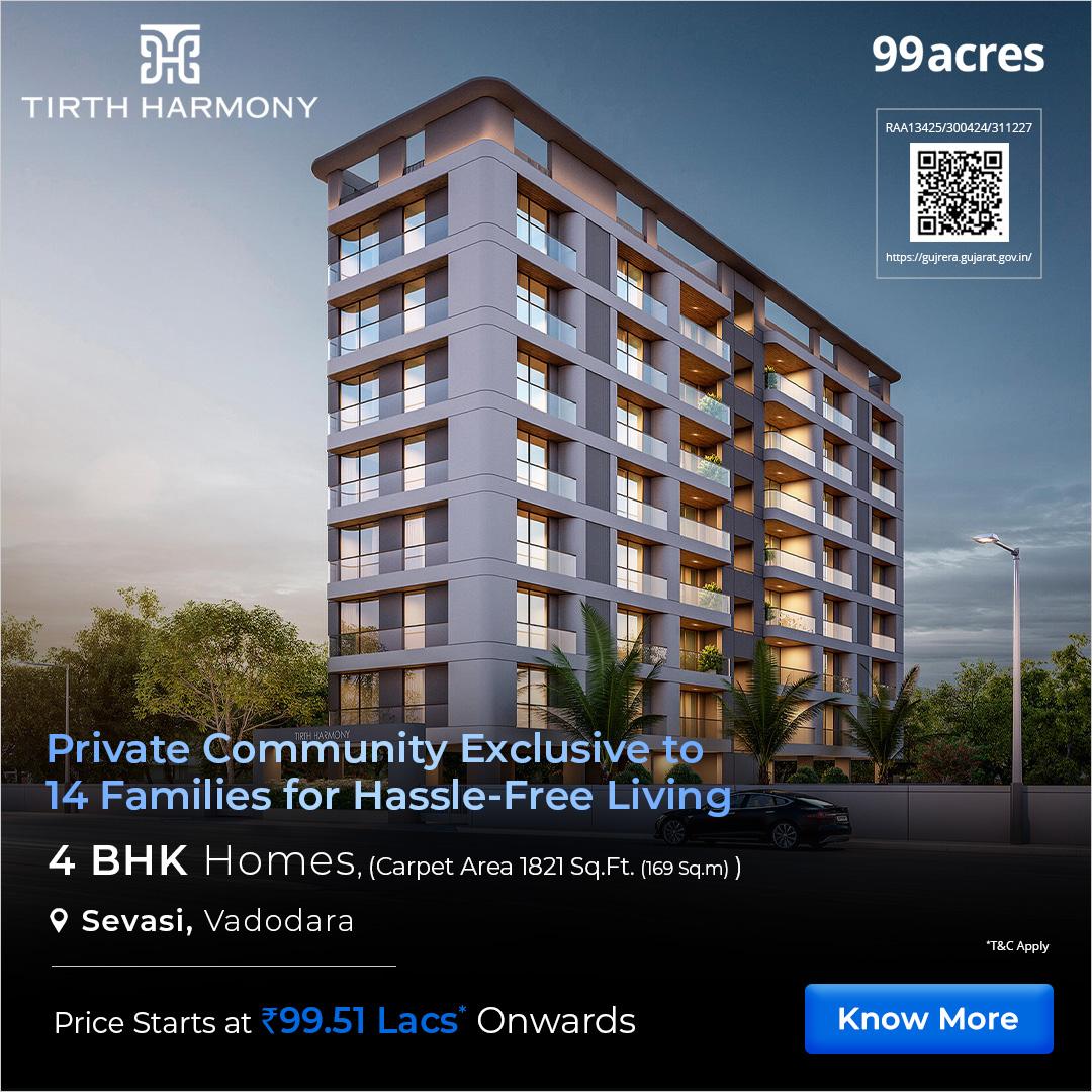99acres Homes Facebook ad: 4 BHK starting ₹99.51 Lacs* at Sevasi, Vadodara