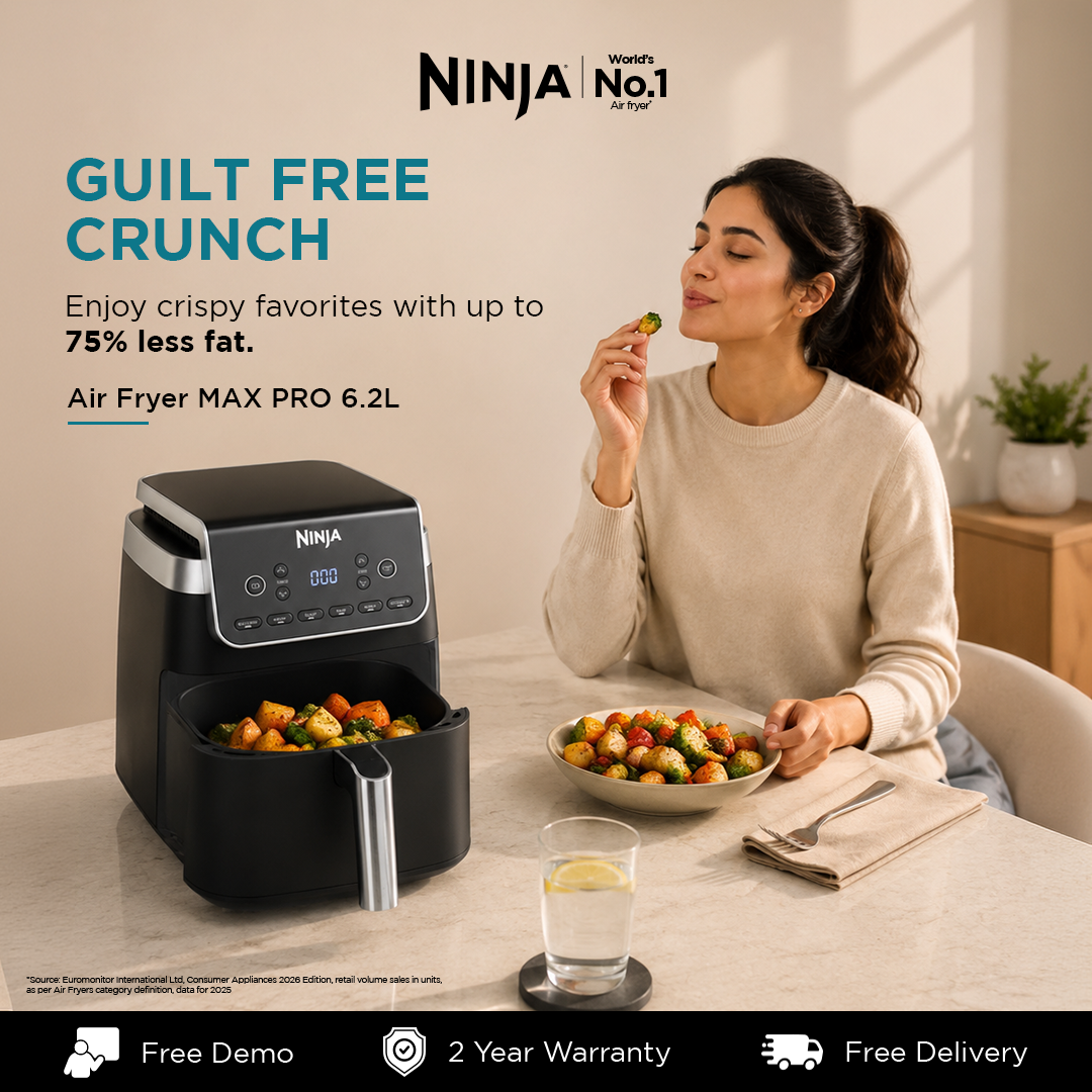 Ninja Kitchen India Facebook ad: Crispy Favorites, 75% Less Fat