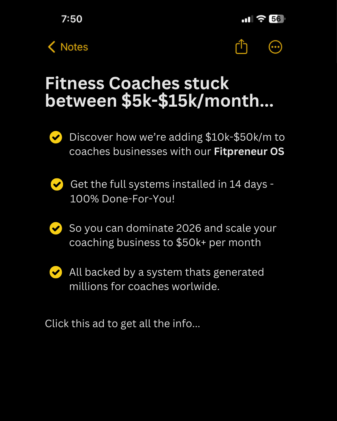 FitPreneur Facebook ad: Install The 2026 Client System