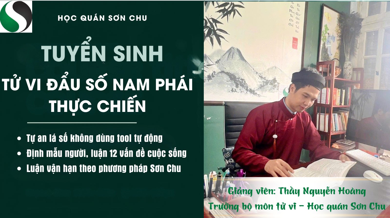 Học Quán Sơn Chu Facebook ad: TUYỂN SINH LỚP TỬ VI NAM PHÁI THỰC…