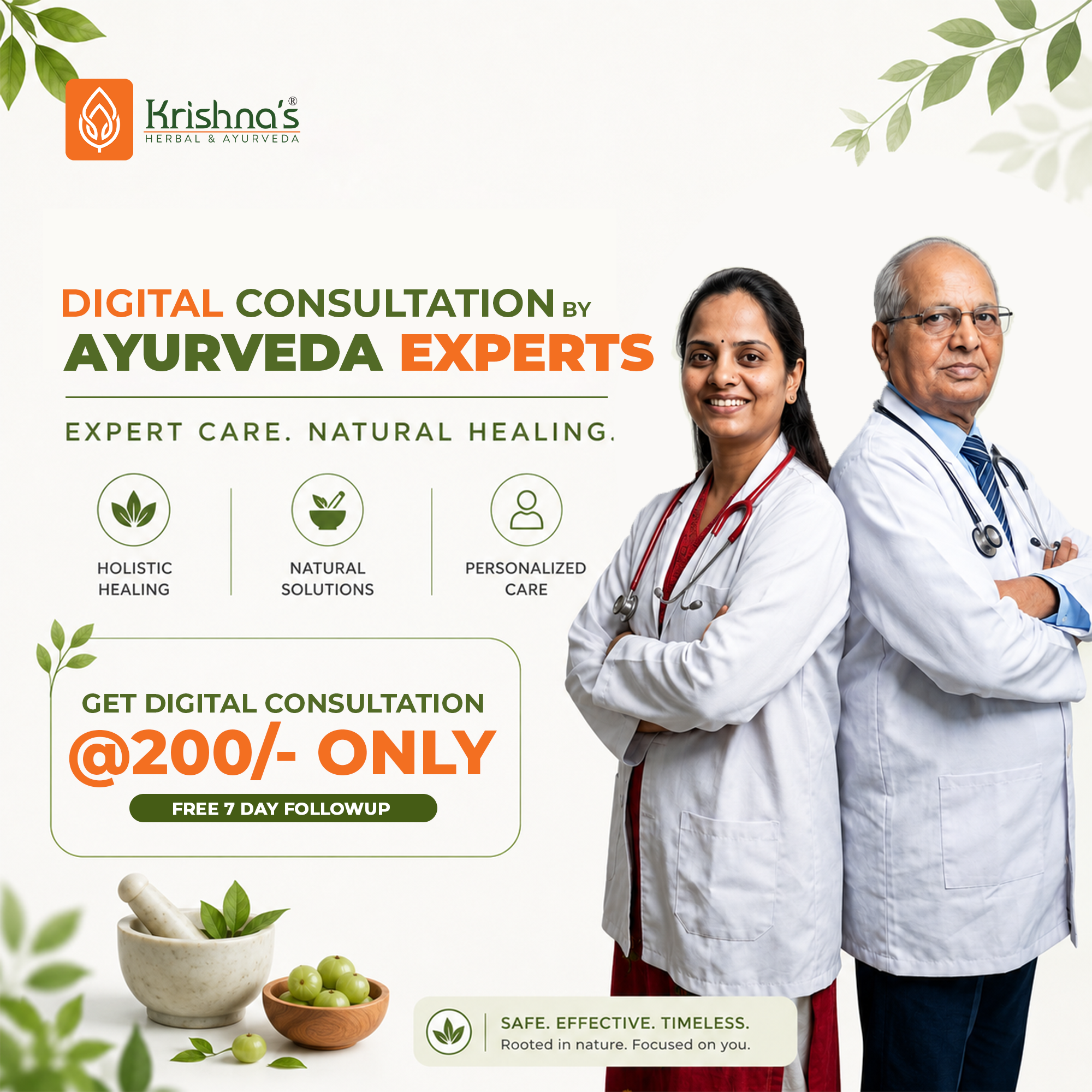 Krishna's Herbal & Ayurveda Facebook ad: Consult Ayurvedic Experts Today