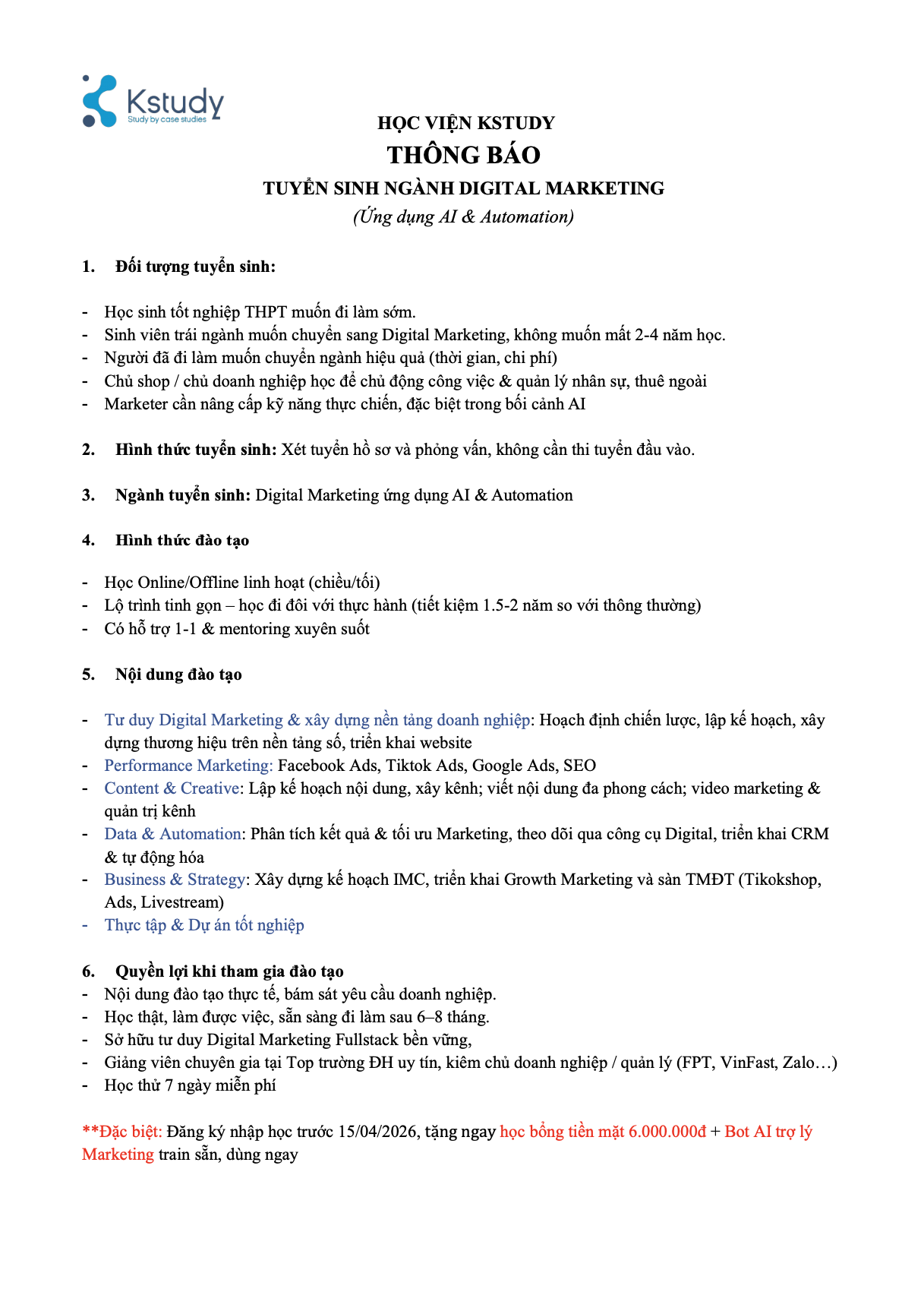 Học viện Kstudy Facebook ad