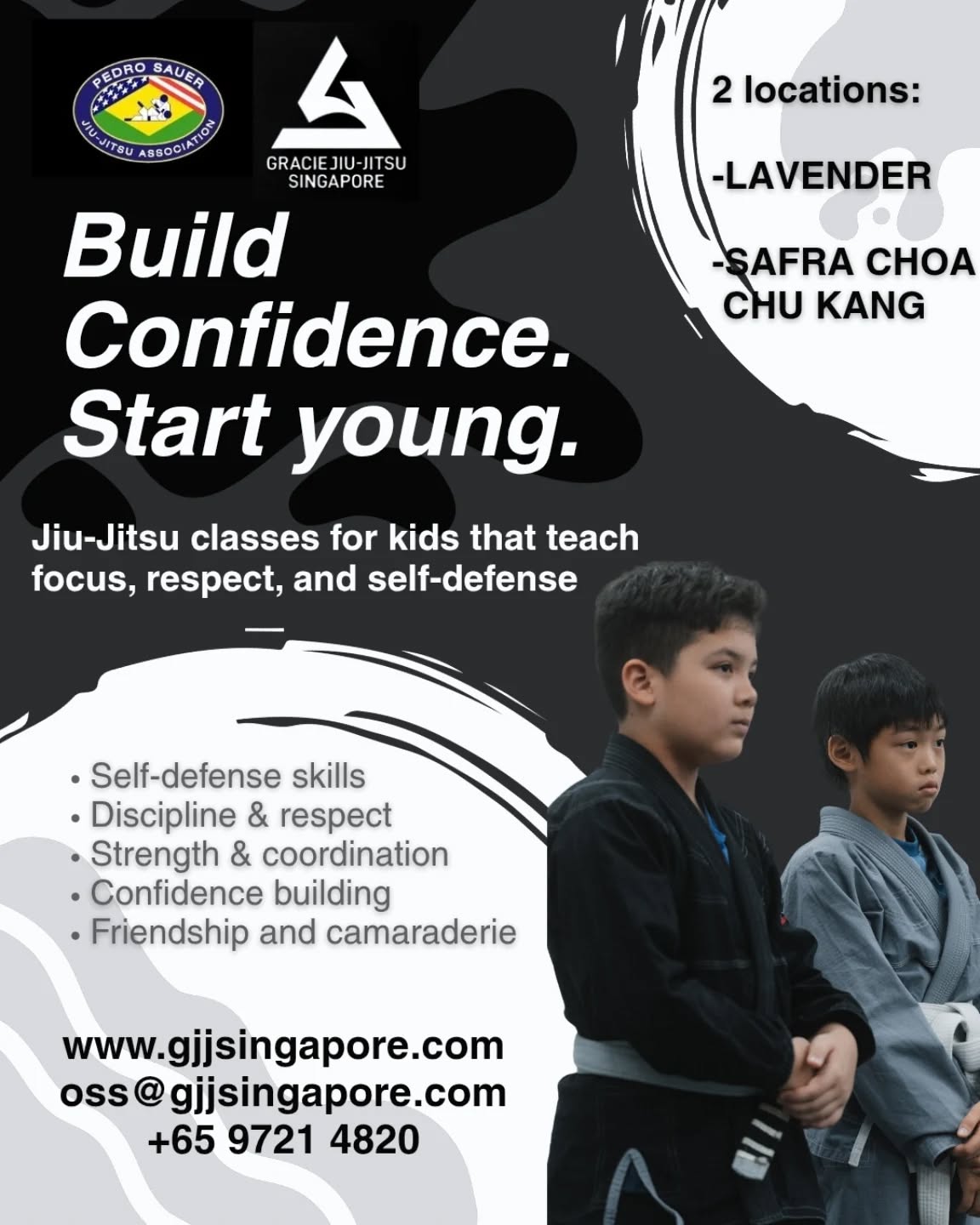 Gracie Jiu-Jitsu Singapore Facebook ad: Confidence isn’t something kids are born with, it’s…