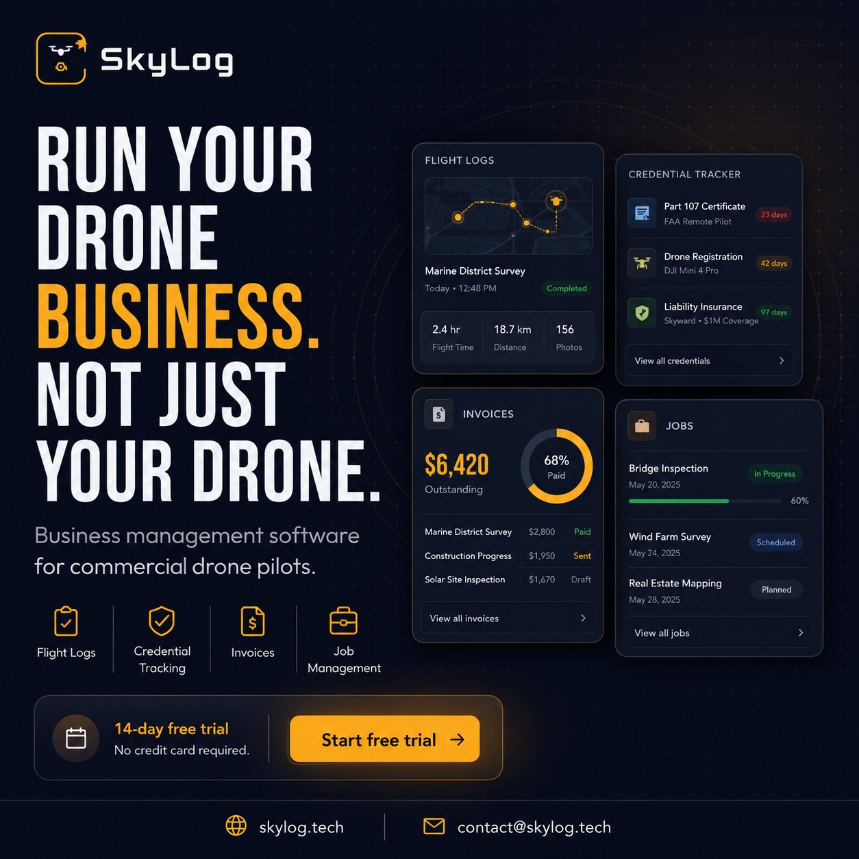 Skylog - business software for drone pilots Facebook ad