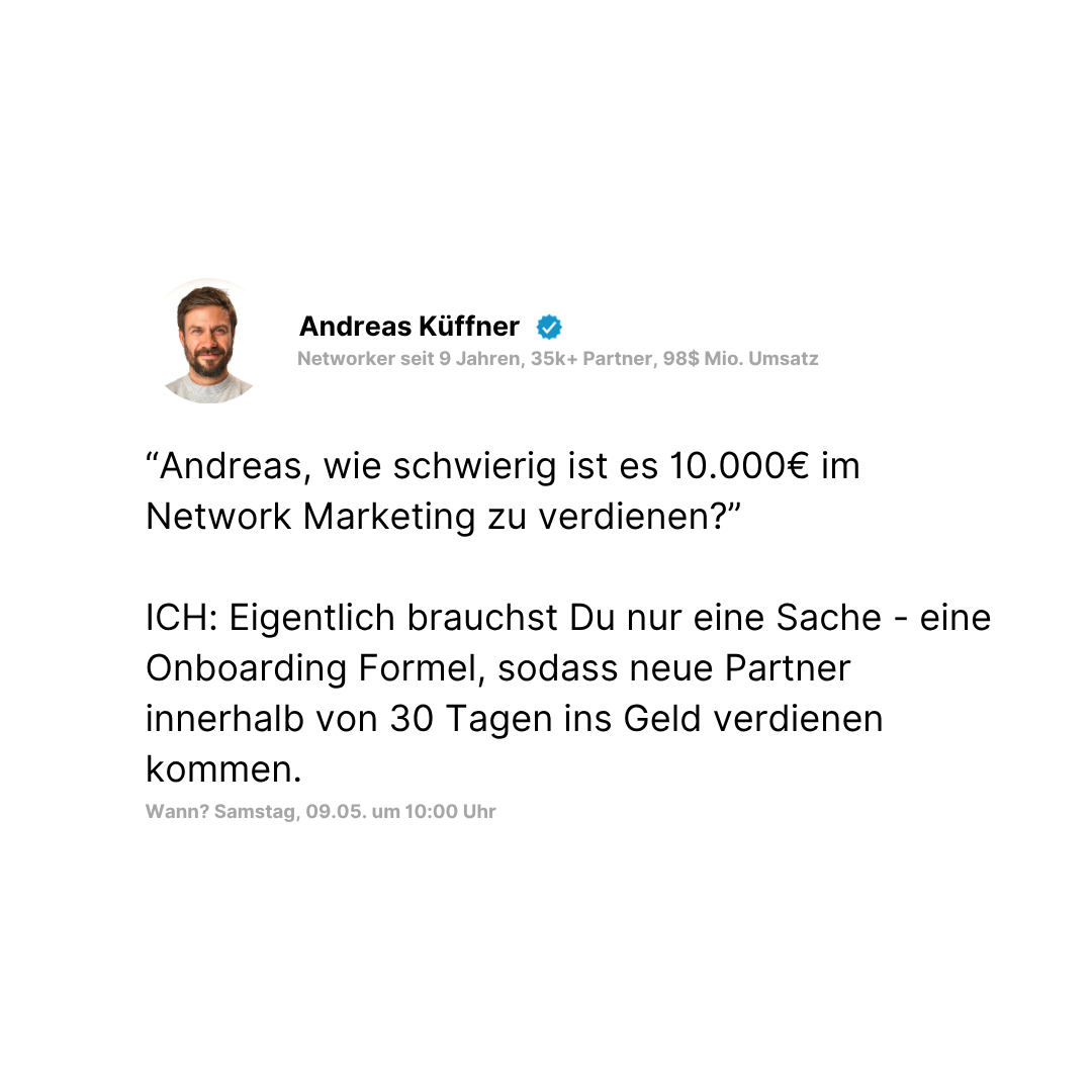 Become the Networker Facebook ad: Die 30 Tage Onboarding Formel
