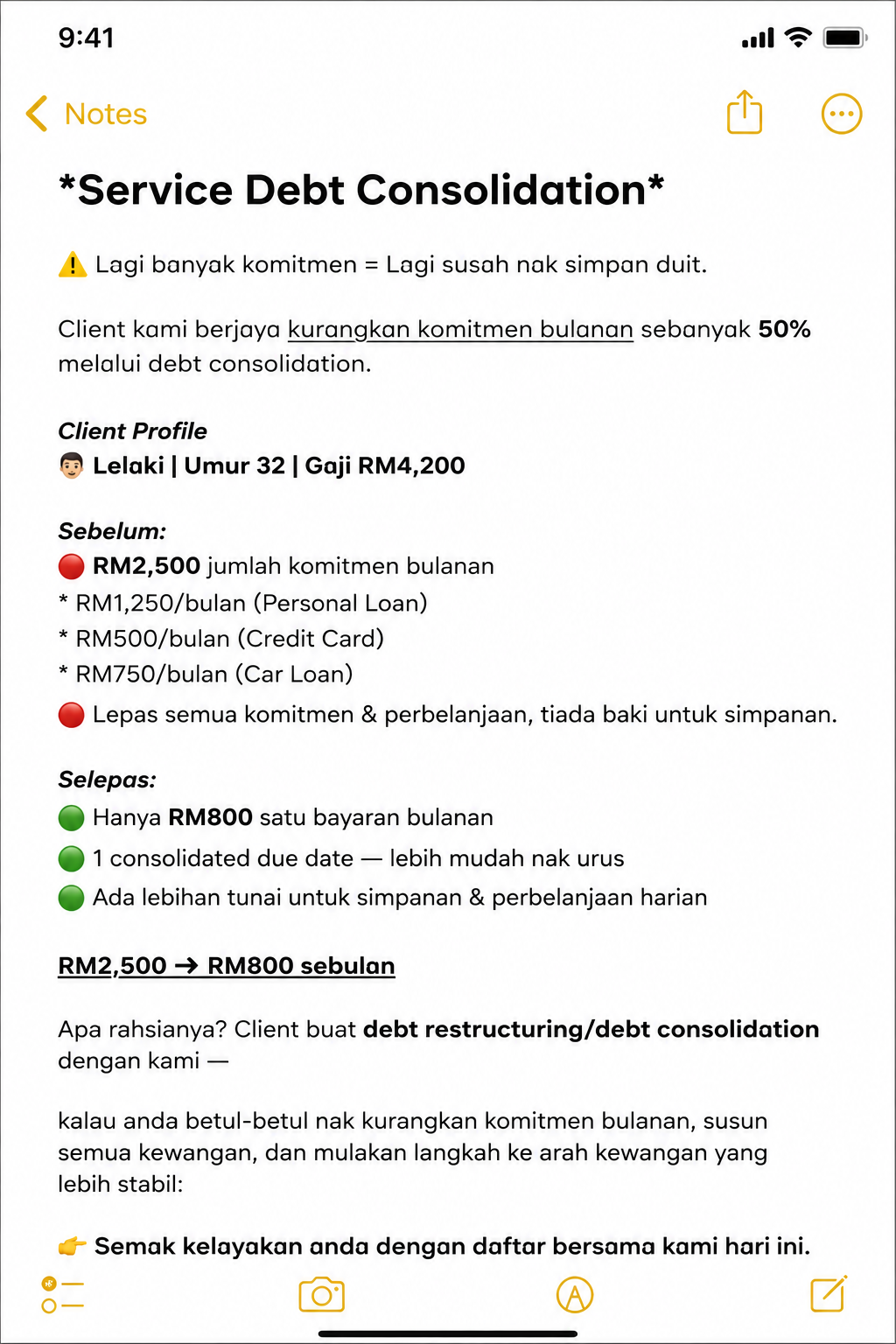Kak Lin Asset & Debt Consultant Facebook ad