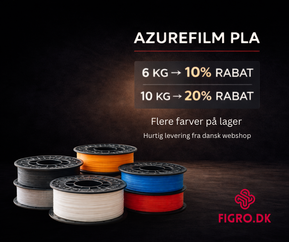 Figro.dk Facebook ad: Spar op til 20% på Azurefilm PLA
