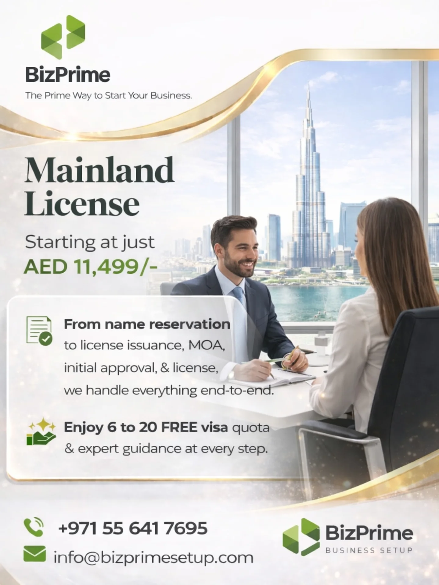 Bizprime Business setup Services Facebook ad: Get your Mainland License starting @ AED 11,499