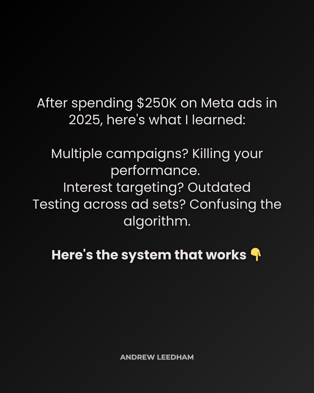Andrew Leedham Facebook ad