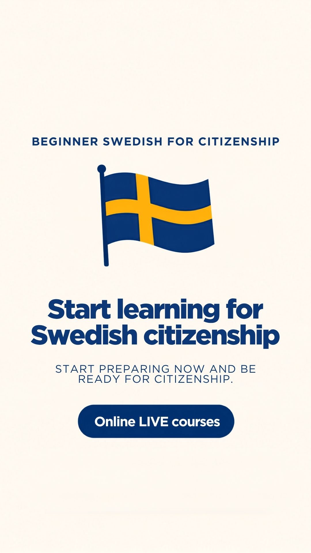 Learn Swedish Lab Facebook ad: Level equivalent to completed SFI Course D