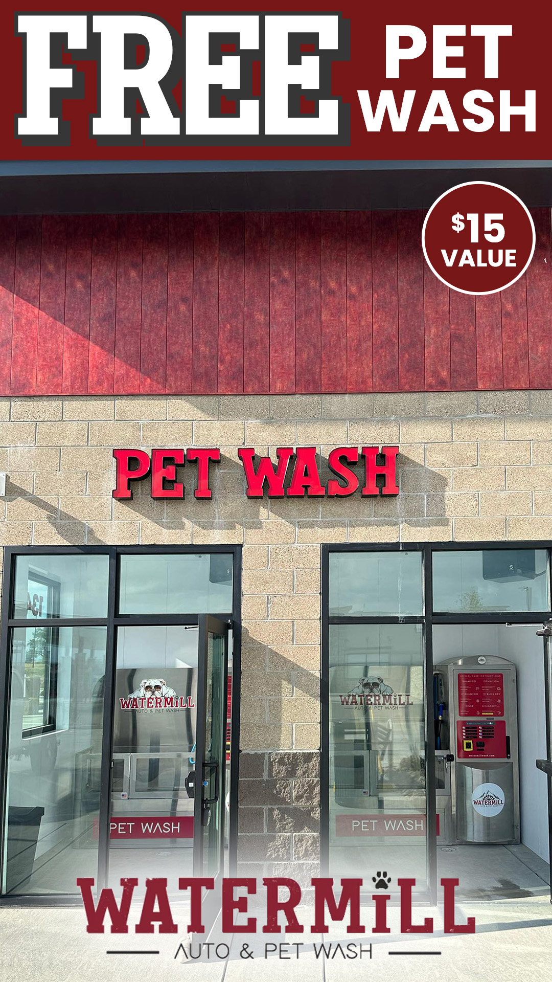 WaterMill Auto & Pet Wash Facebook ad from May 13, 2026