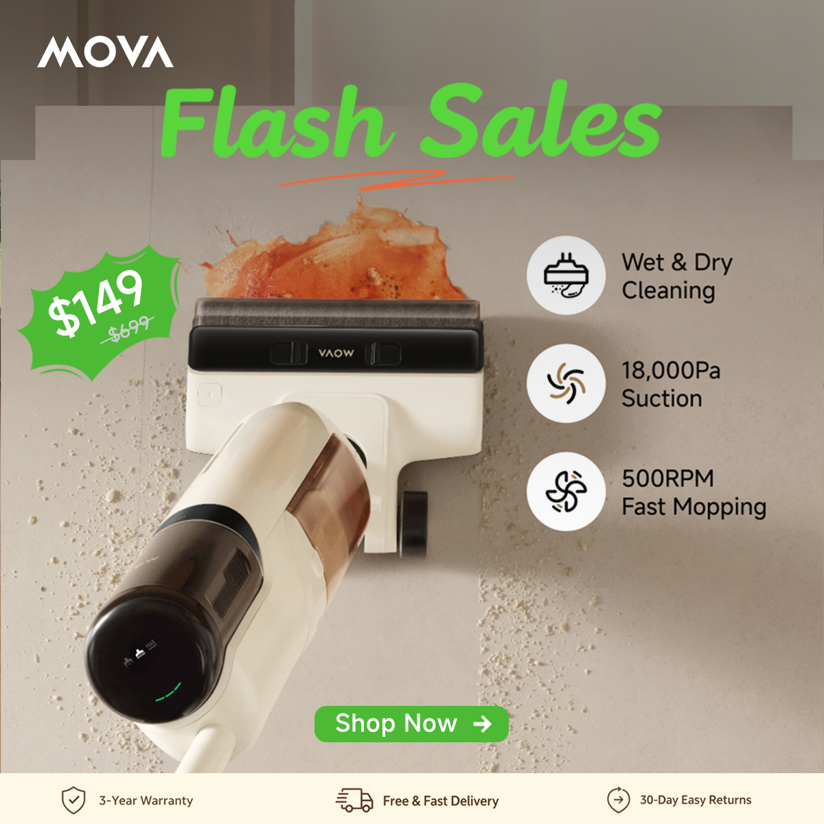Mova ANZ Facebook ad: Lowest Price: Save $550 on MOVA K30+ Free Delivery