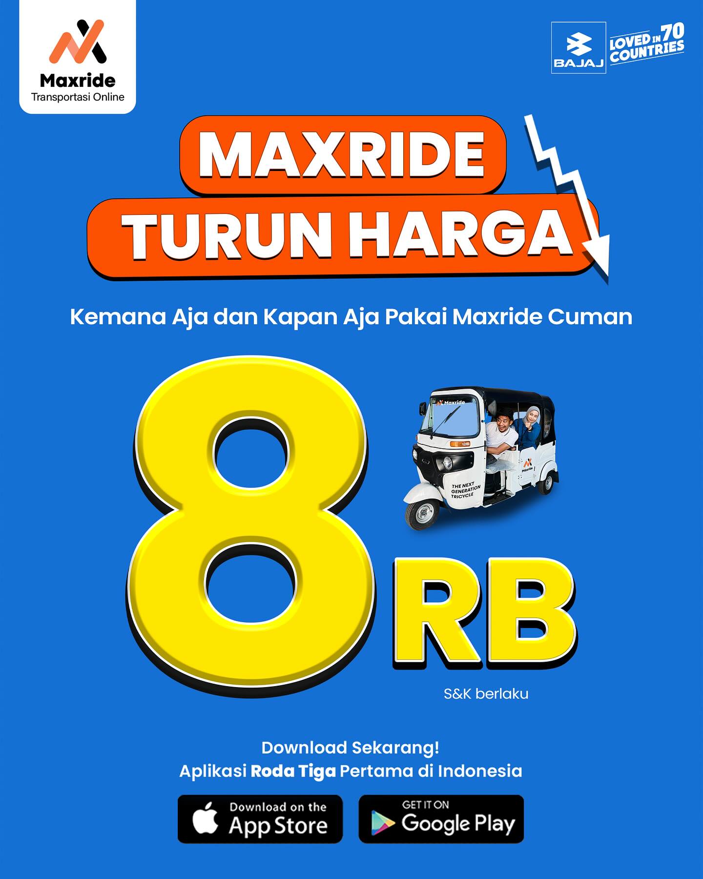 Max Ride Indonesia Facebook ad: Maxride: Taxi Bajaj & Courier