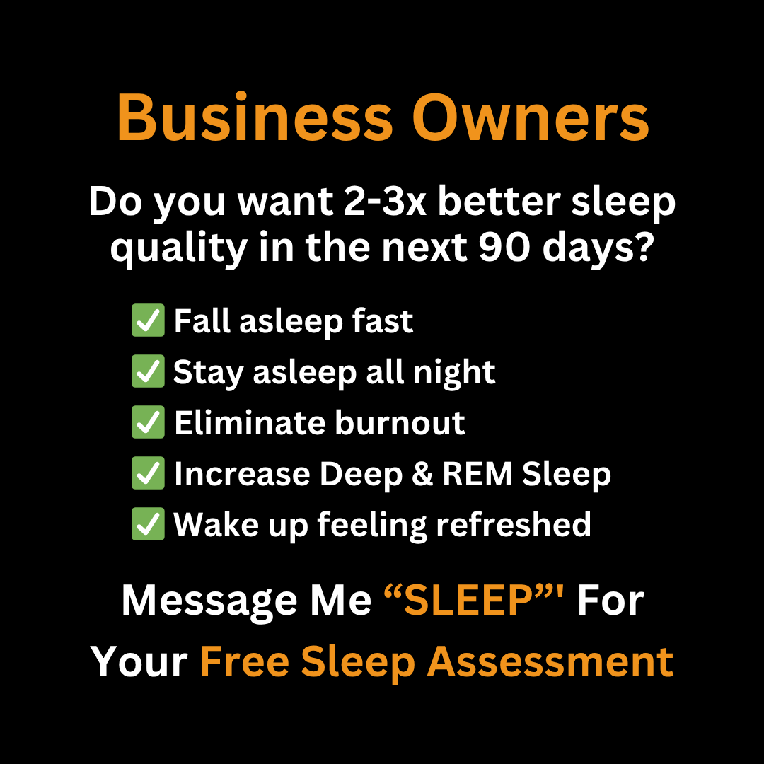 Andrew Sleep Coach Facebook ad: DM me SLEEP if you're a business owner…
