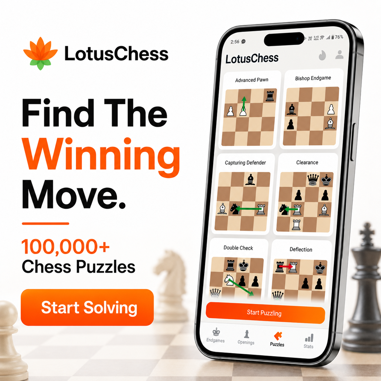 Lotus Chess Facebook ad: Find Winning Moves Every Game