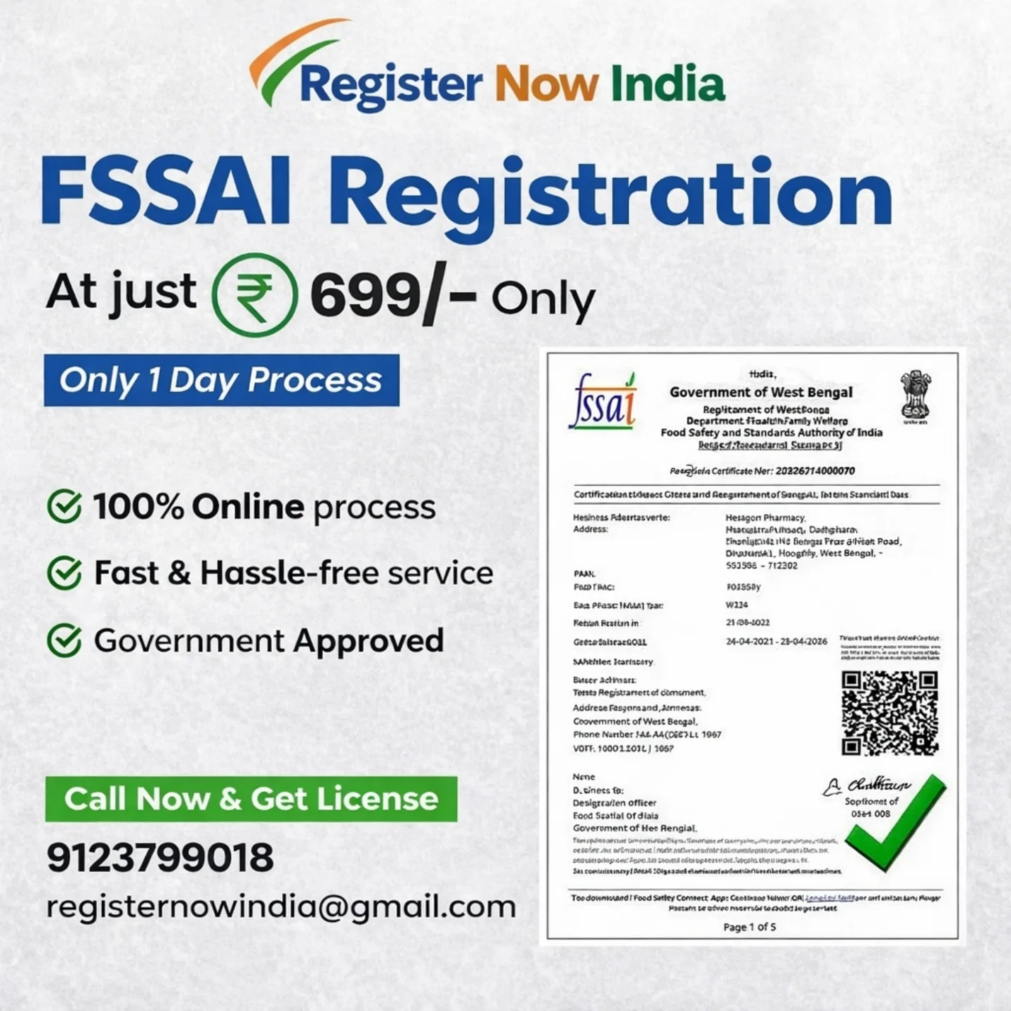 registernowindiaofficial Facebook ad: Ensure your food business is safe, legal, and…