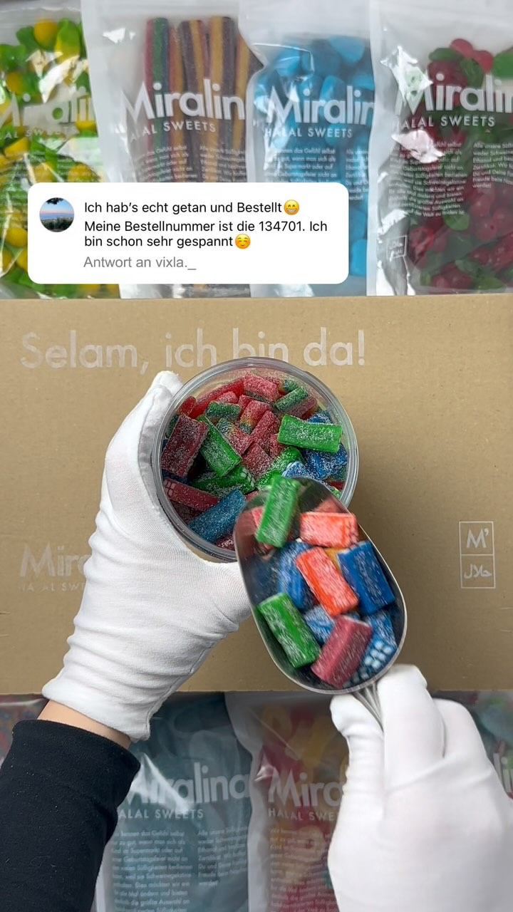 Miralina's Halal Sweets Facebook ad: Dein Bestellung, liebe Viola