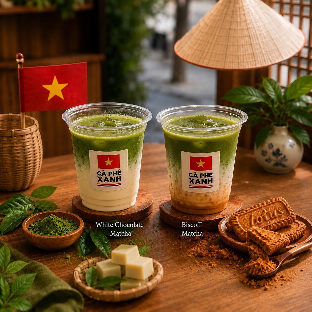 Cà Phê Xanh Facebook ad: Two favorites. One Matcha experience.