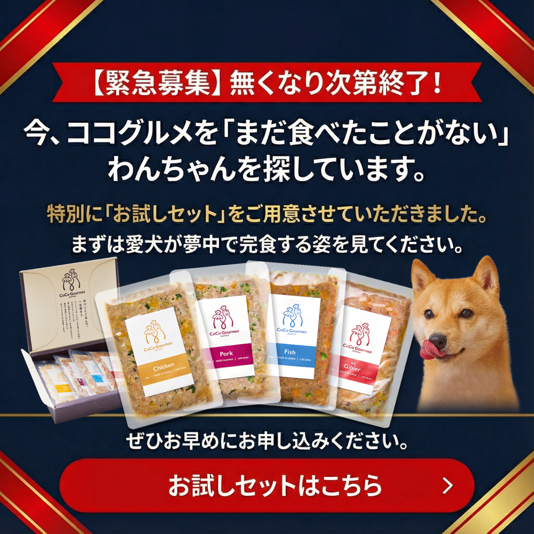 CoCo Gourmet ココグルメ - 獣医師監修手作りドッグフード Facebook ad: 【獣医師監修】ココグルメの手づくりごはん 偏食・少食でお悩みの方、ぜひお試しください!