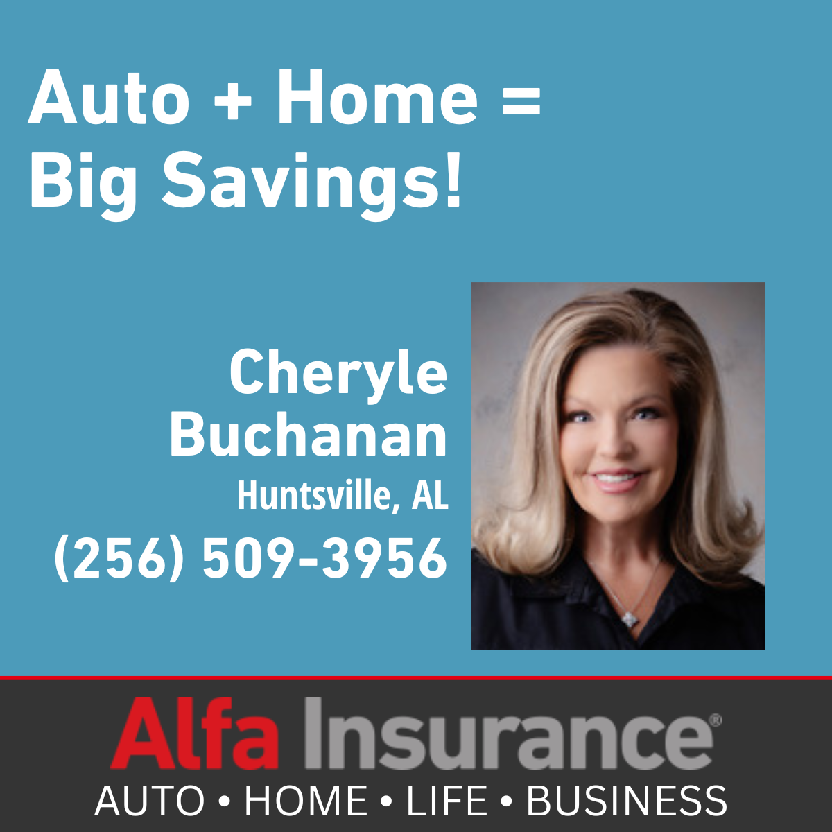 Alfa - Cheryle Buchanan Facebook ad: Cheryle Buchanan - Huntsville, AL | Alfa Insurance