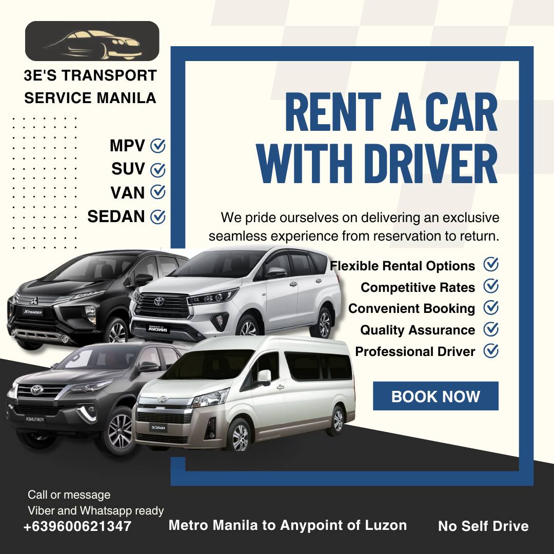 3E's Transport Services Manila Facebook ad: Looking for a ride with driver?