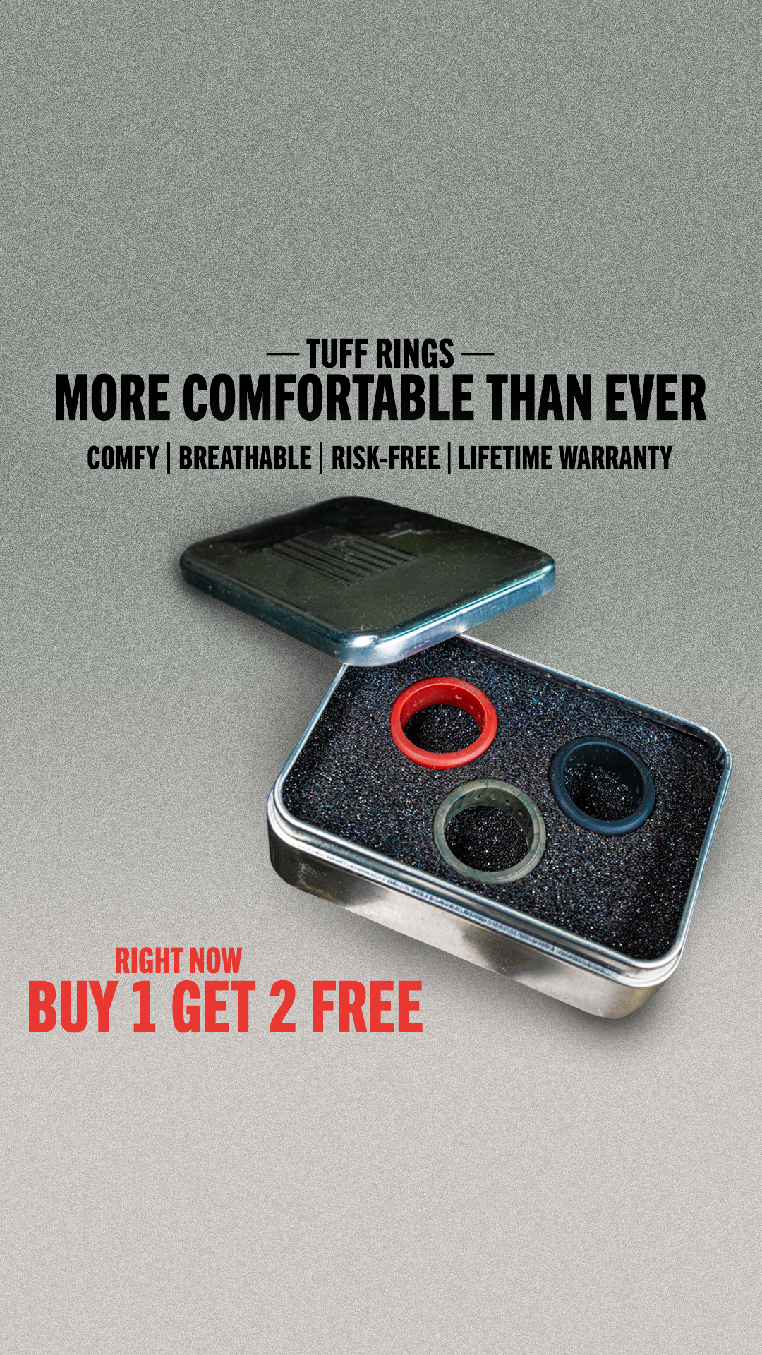 Tuff Ring Facebook ad: Buy 1 get 2 Free While Stock Lasts