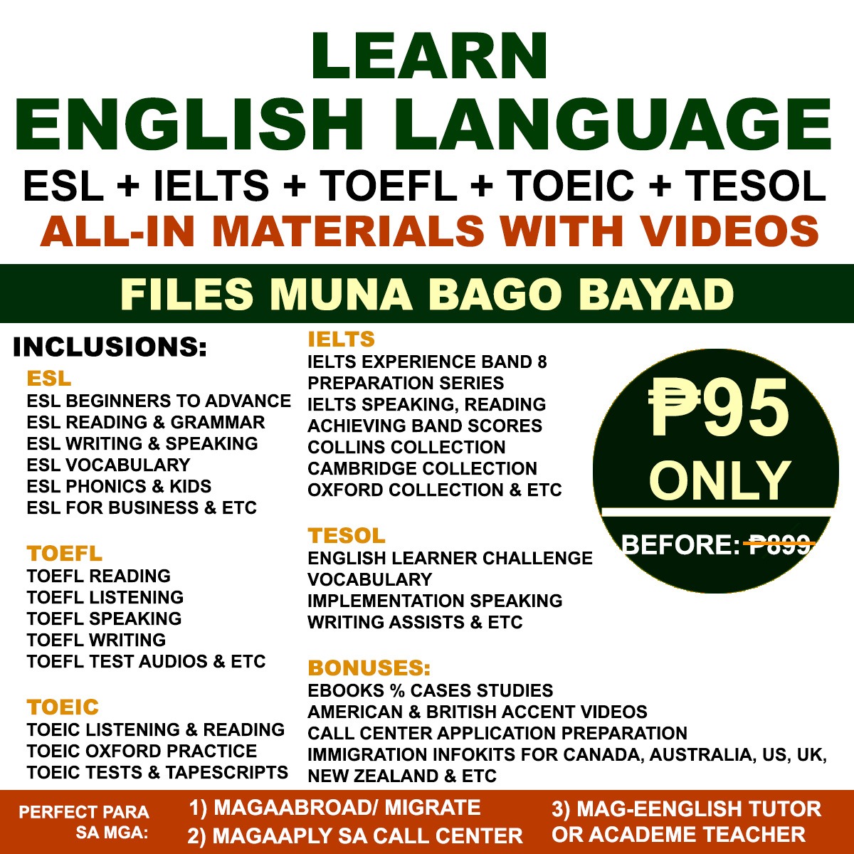 English Proficiency Portal Facebook ad: PROMO UNTIL TODAY ONLY!