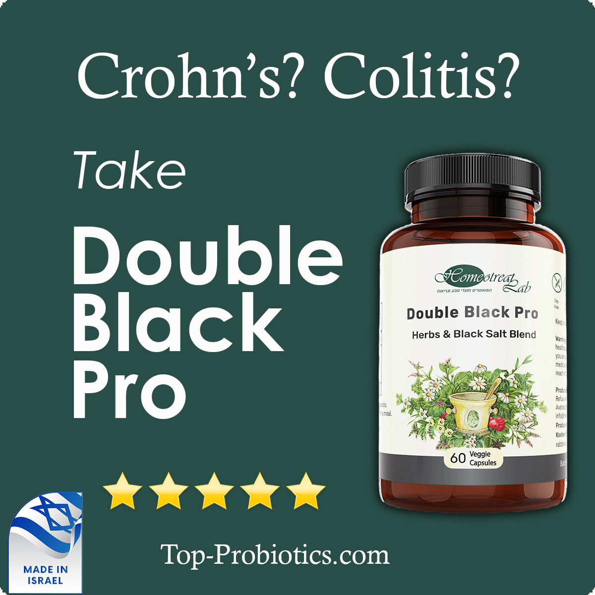 Top-Probiotics.com Kosher Supplements Facebook ad: Crohn's & Colitis Effective Supplements