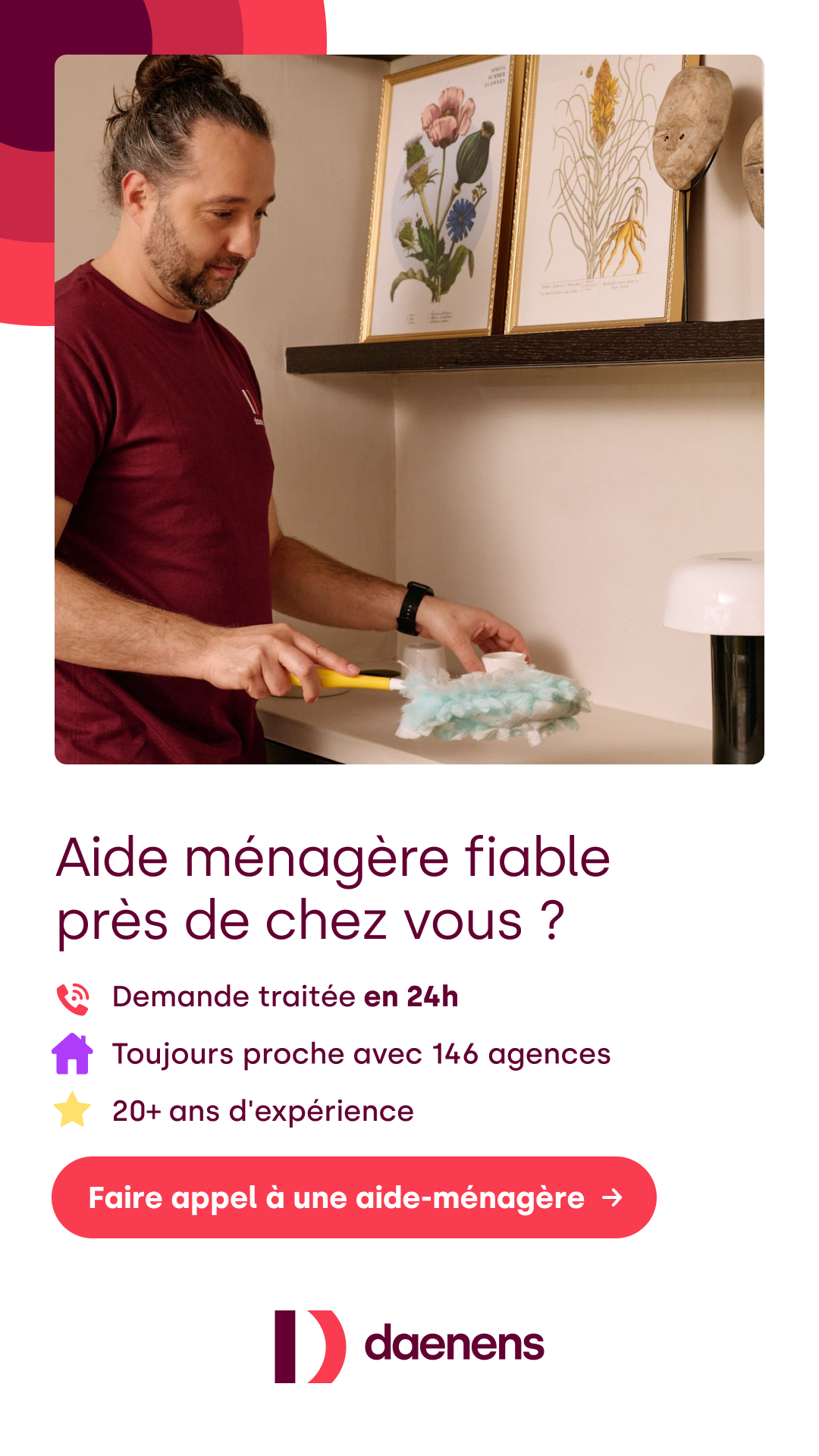 Daenens Facebook ad: Demander une aide-ménagère
