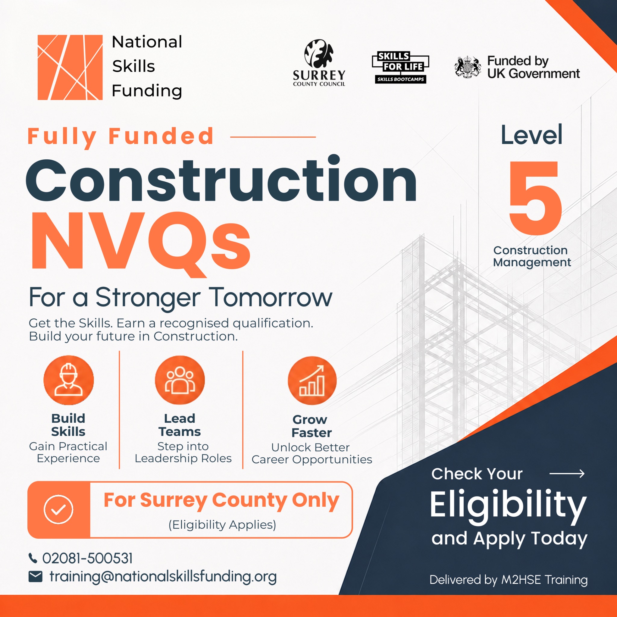 National Skills Funding Facebook ad: Fully Funded Level 5 NVQ