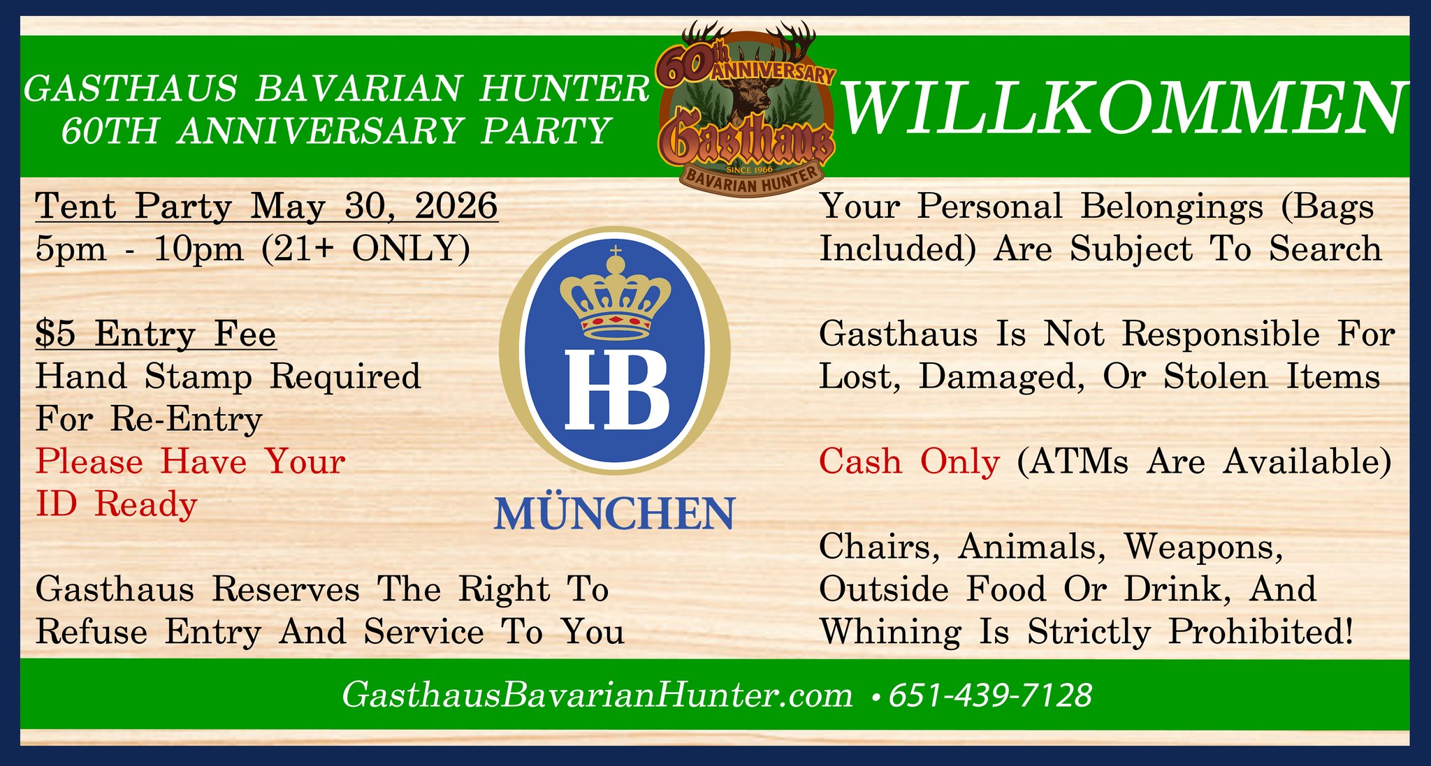 Gasthaus Bavarian Hunter Facebook ad: 60th Anniversary Party