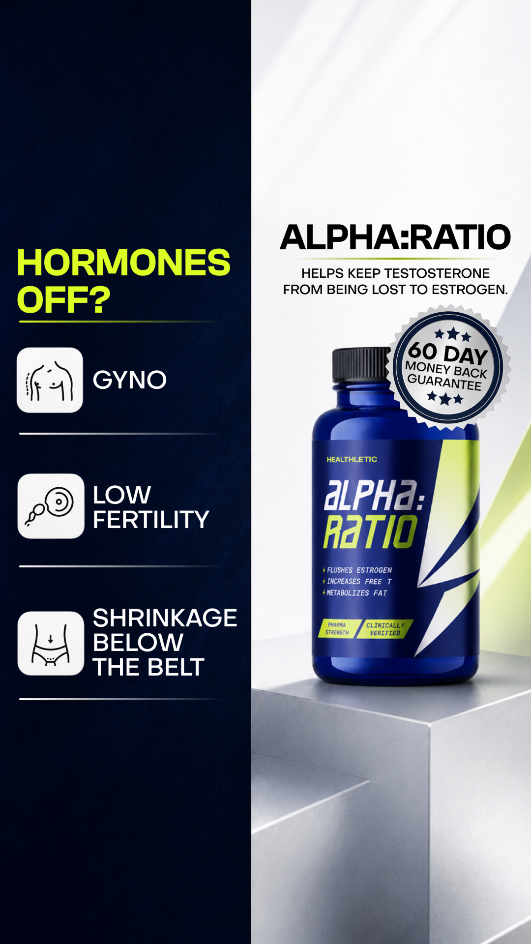 Healthletic Alpha Ratio Facebook ad: The Estrogen Problem No One Tells Men About