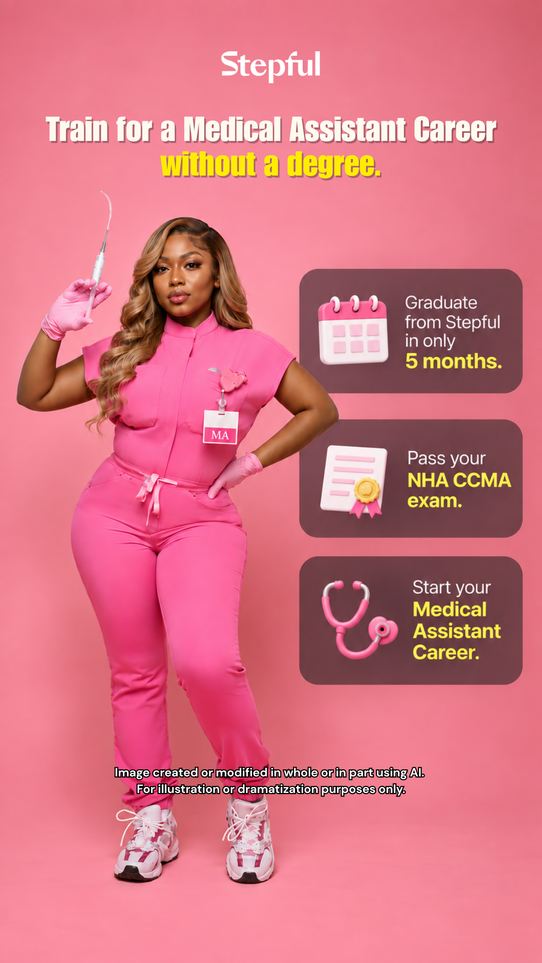 Stepful Facebook ad: Become a Medical Assistant Around Your Life