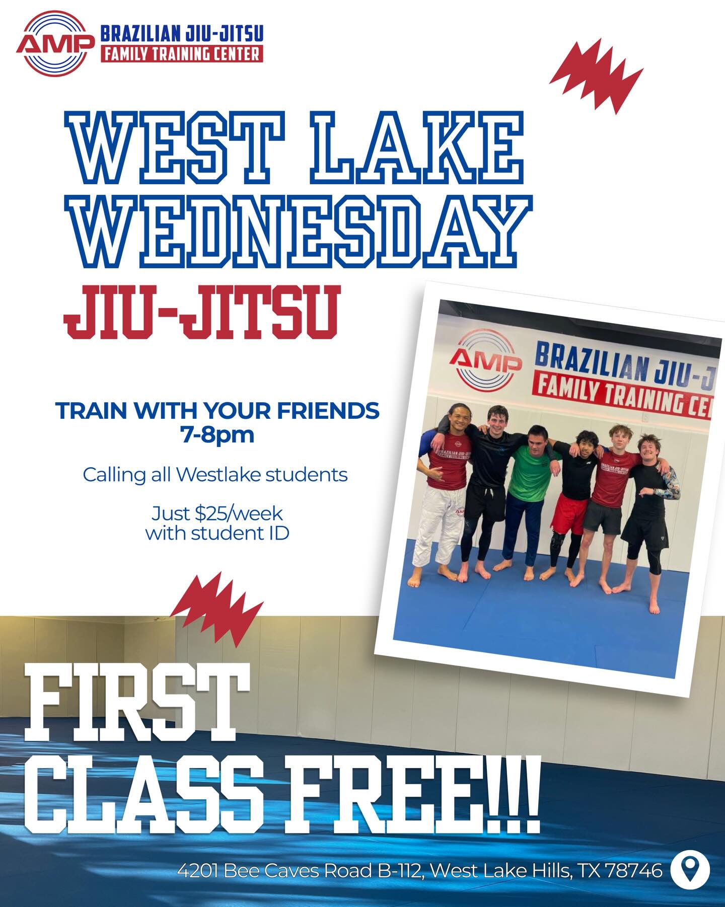 AMP Brazilian Jiu-Jitsu: Family Training Center Facebook ad: Link in bio to book your free class