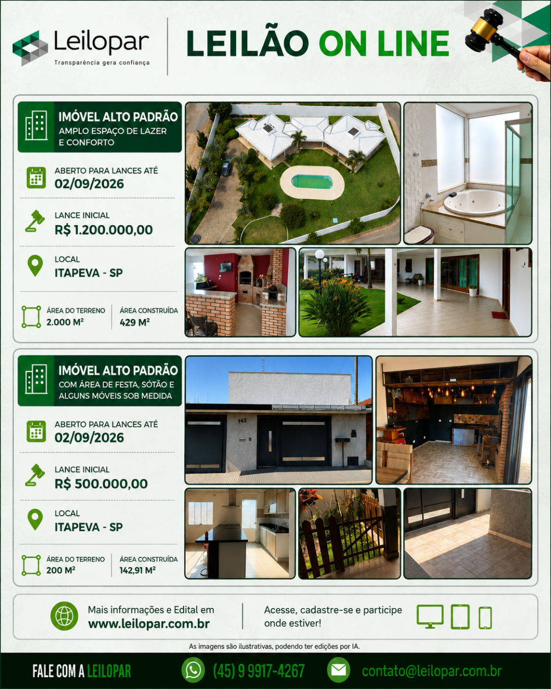 Leilopar Leilões Facebook ad: Acesse o site.