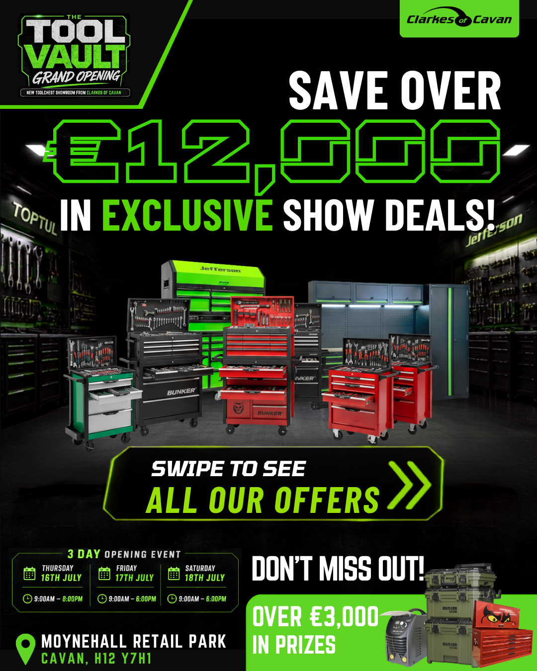 Clarkes of Cavan Facebook ad: The Tool Vault Grand Opening is your chance…