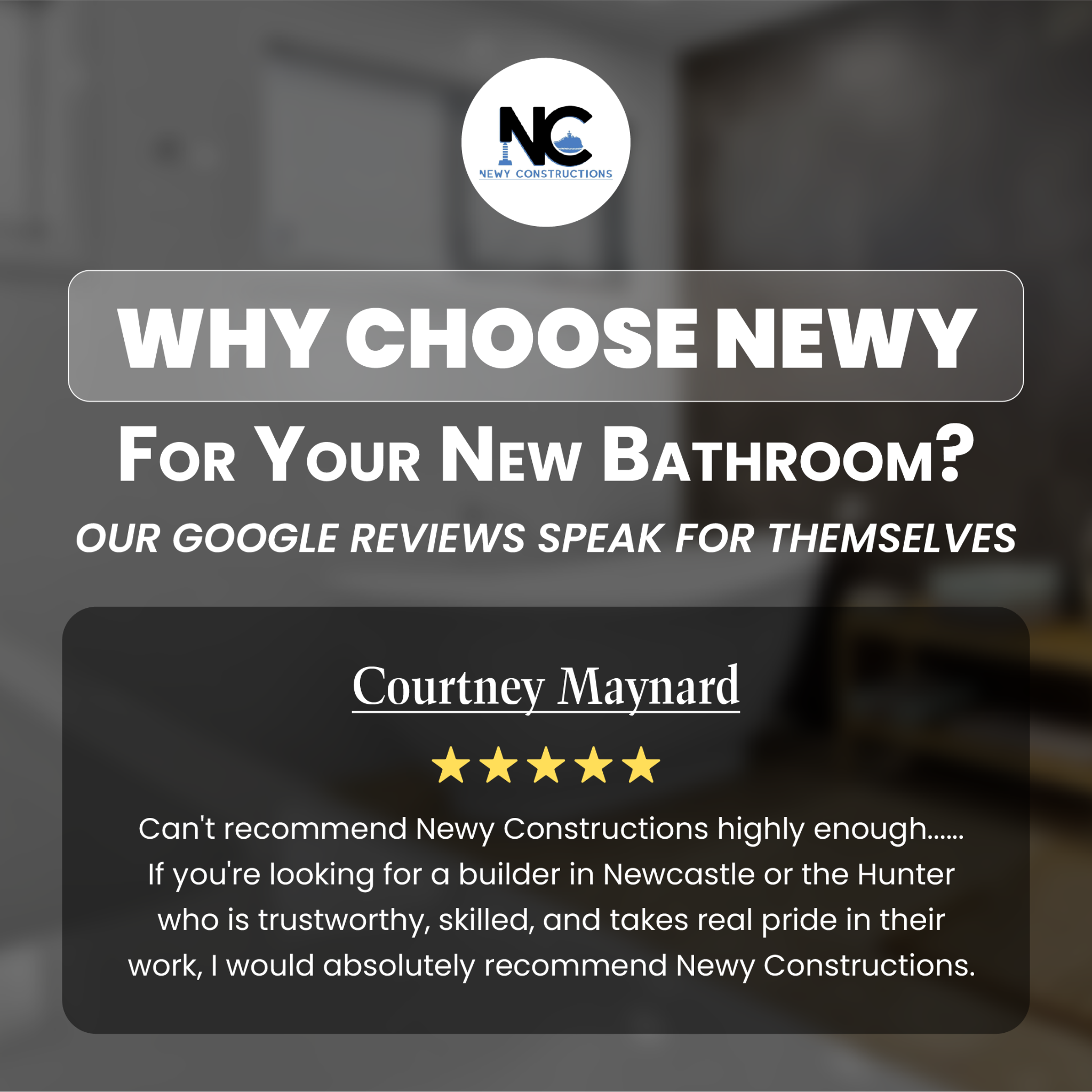 Newy Constructions Facebook ad: Tired of looking at a bathroom that feels…