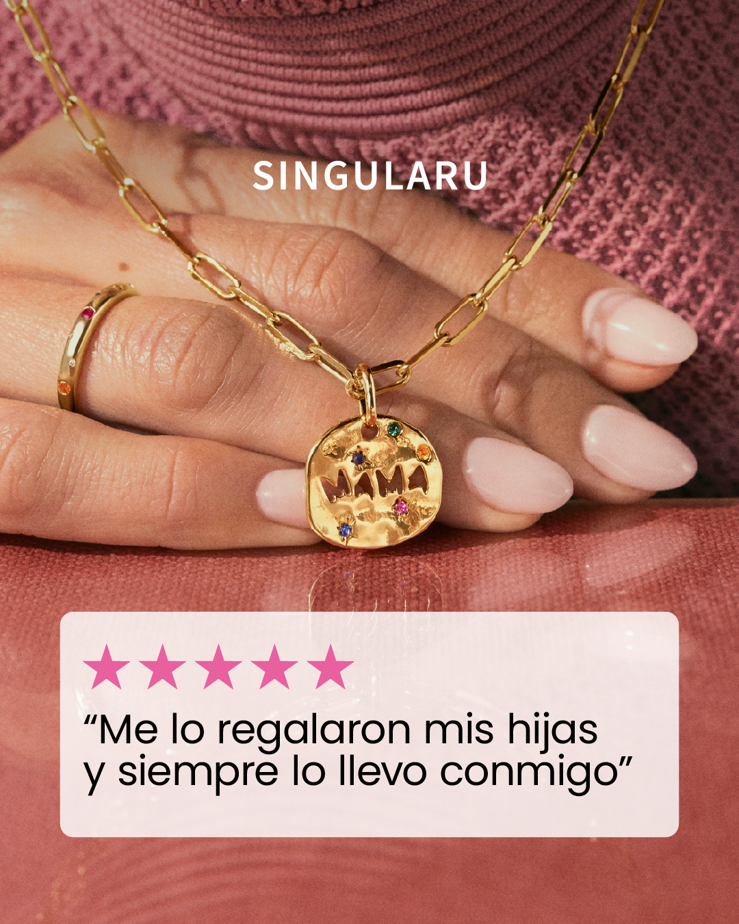 Singularu Jewels Facebook ad: Charm Mamá Baño Oro