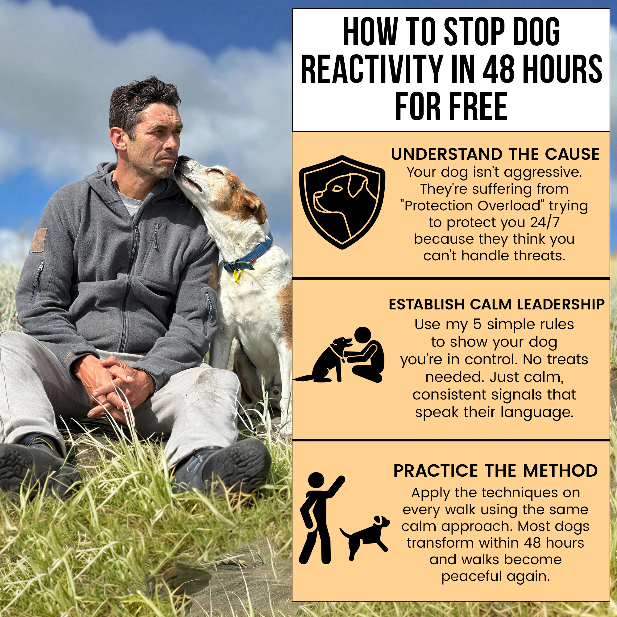 Doggy Dan Facebook ad: SOLVE Dog Reactivity In 5 Minutes!