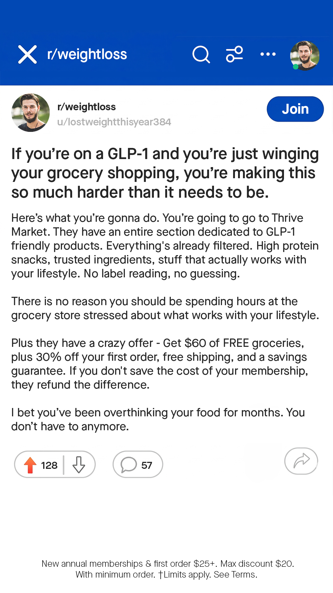Thrive Market Facebook ad
