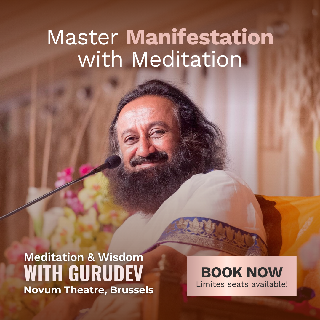 The Art of Living Facebook ad: Meditate with Gurudev in Brussels!