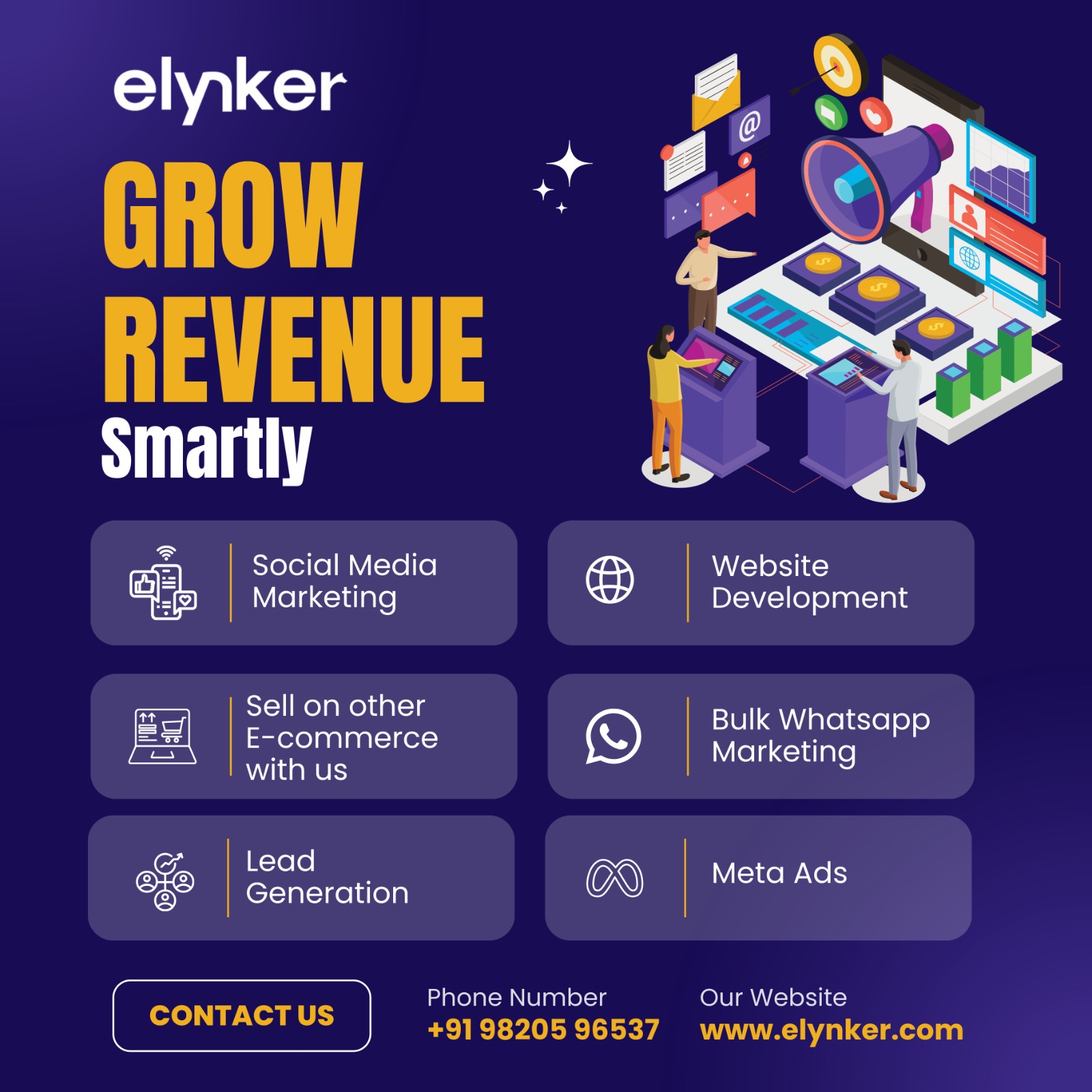 Elynker Facebook ad: Grow Revenue Smartly with Elynker