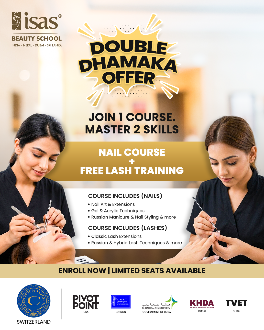 ISAS International Beauty School, Nepal Facebook ad: Double Dhamaka Offer!