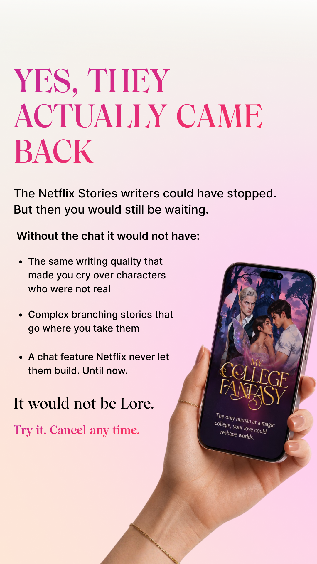 Lore: Interactive Stories Facebook ad