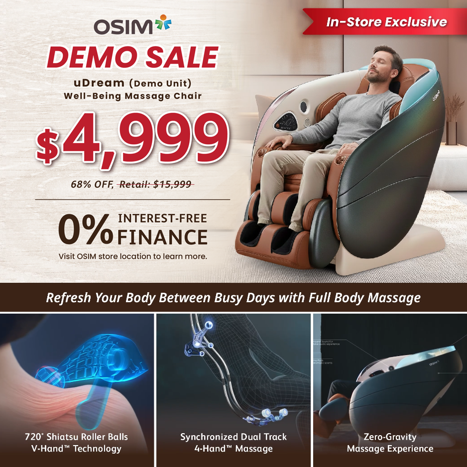 OSIM USA Facebook ad: Demo Sale with 68% OFF In Store Only!