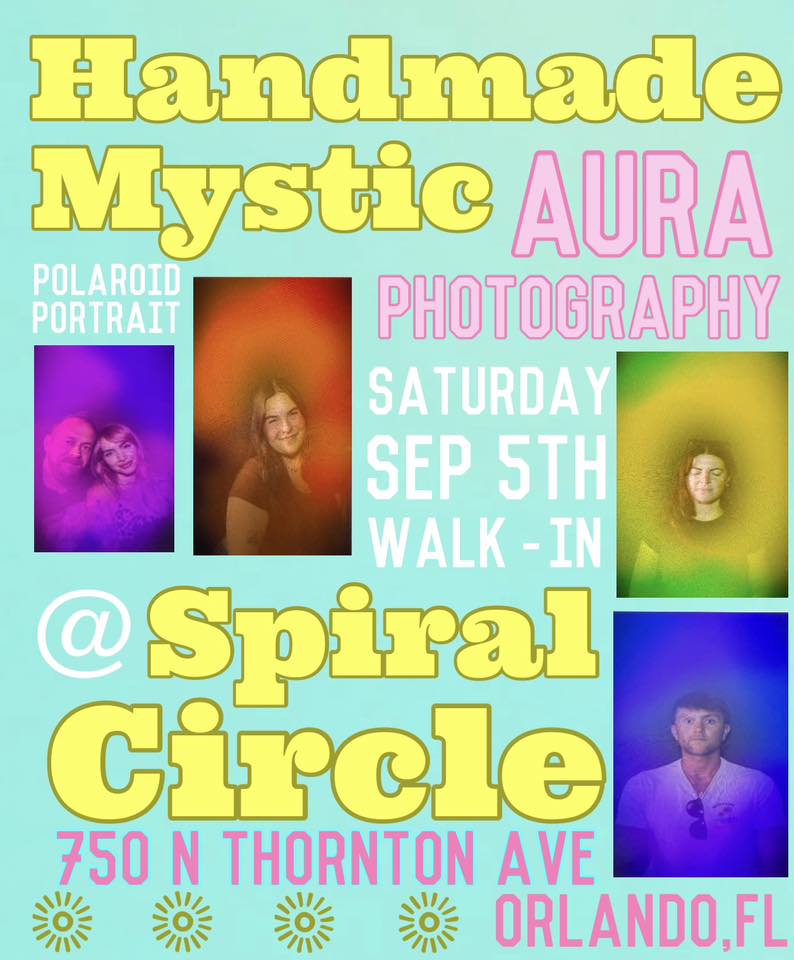 Handmade Mystic Healing Crystals and Jewelry Facebook ad: Aura photography at Spiral Circle Orlando