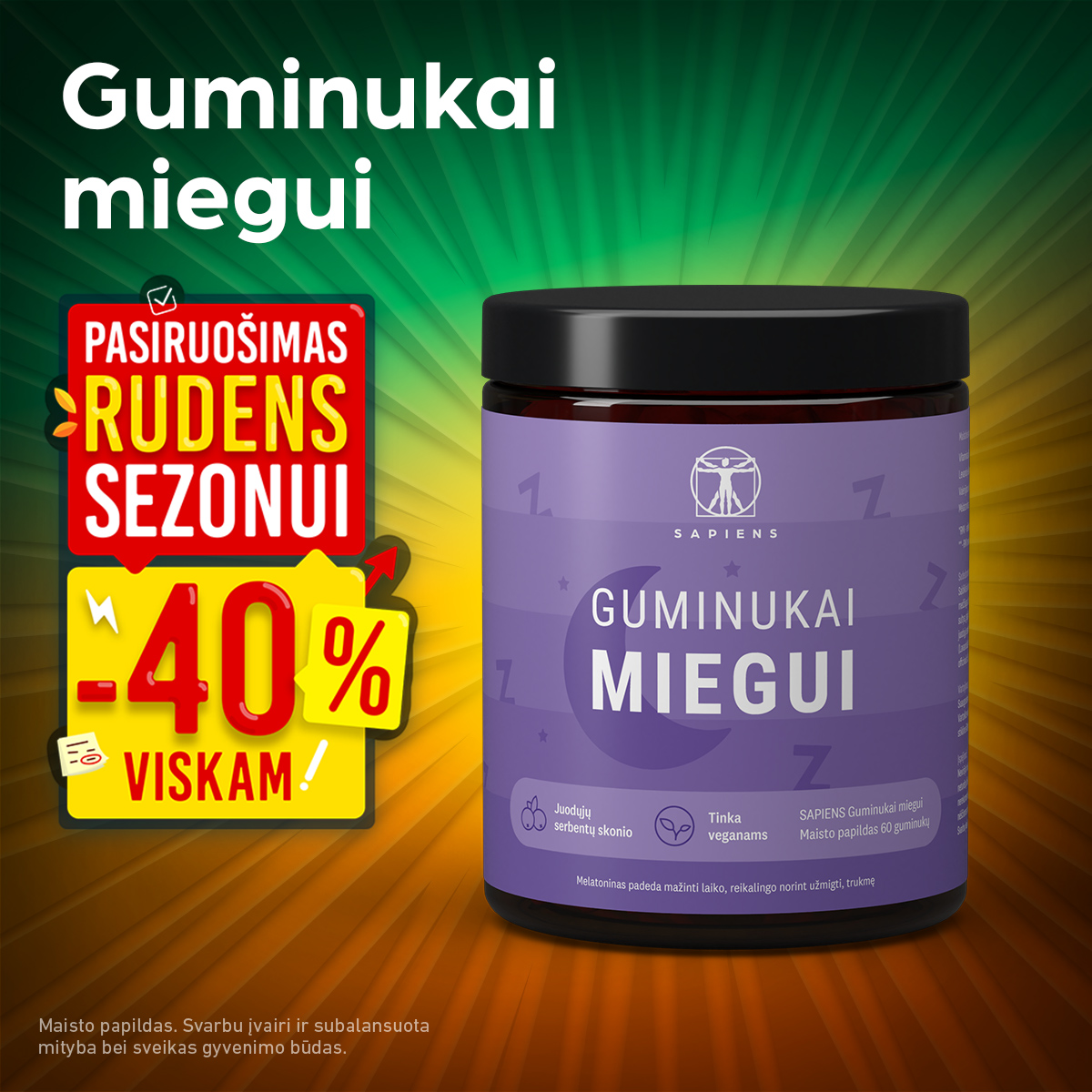 Sapiens Facebook ad: GUMINUKAI MIEGUI -40%