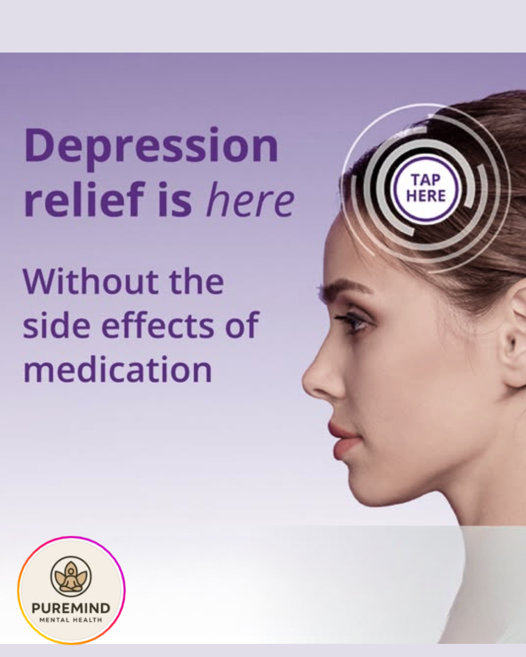 Pure Mind Mental Health Facebook ad: Depression and Anxiety relief